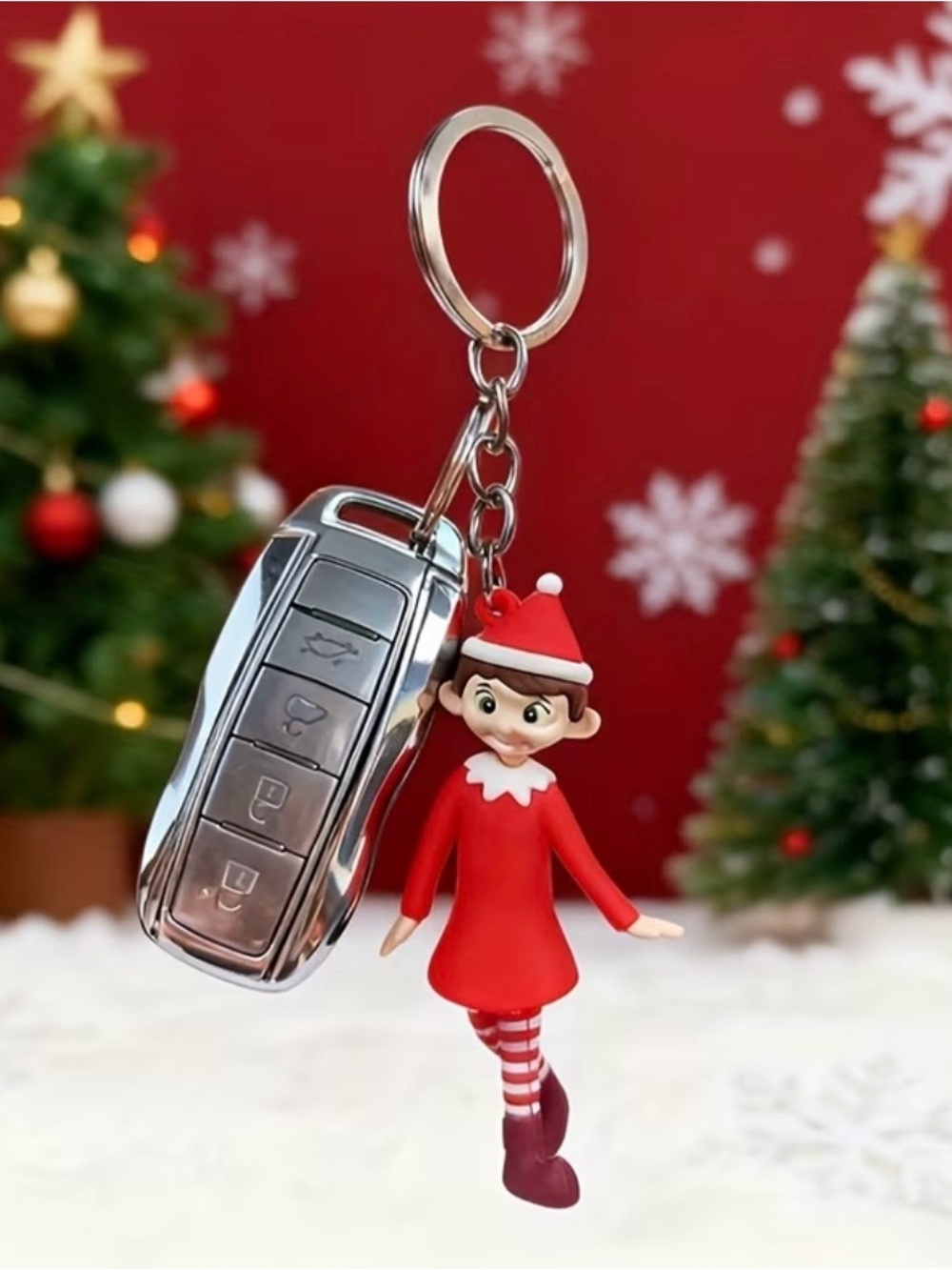 Girl  Elf Keychain Charm - Red